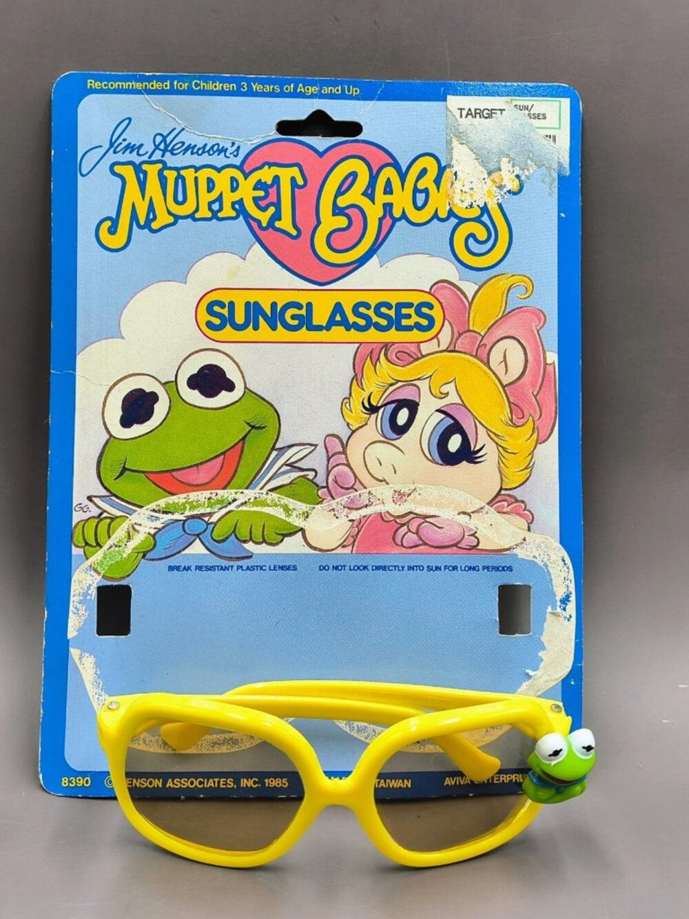 Vintage 1985 Muppet Babies Kermit Frog Plastic Kids Yellow Sunglasses